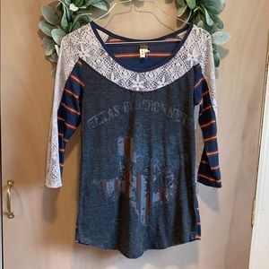 Free People Texas 3/4 Sleeve Top